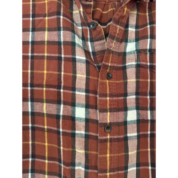 L.L.Bean Mens Flannel XL Regular Plaid Mens Shirt Collared Rust Orange Yellow - Picture 4 of 5